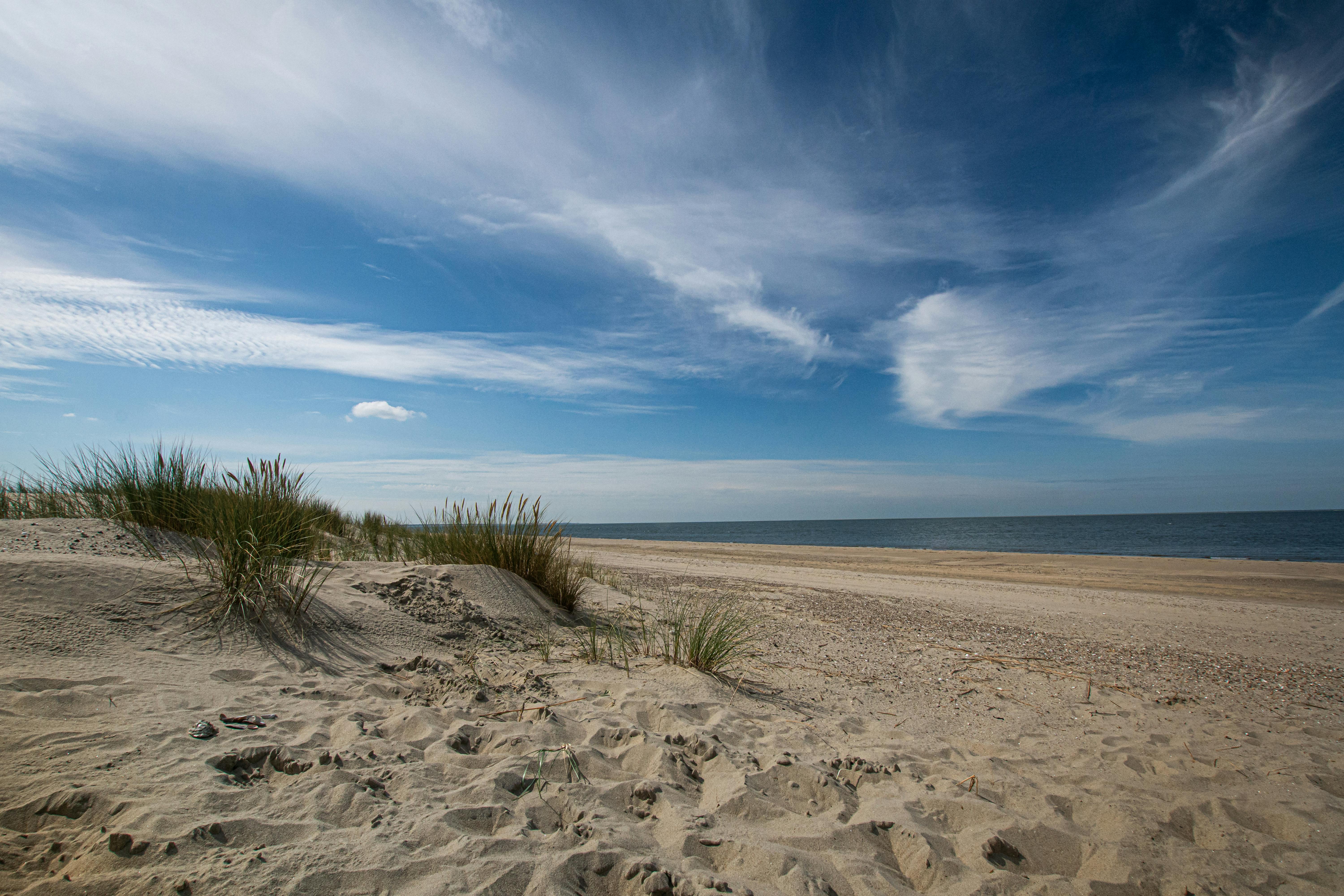 Coastal dunes with ocean and clouds