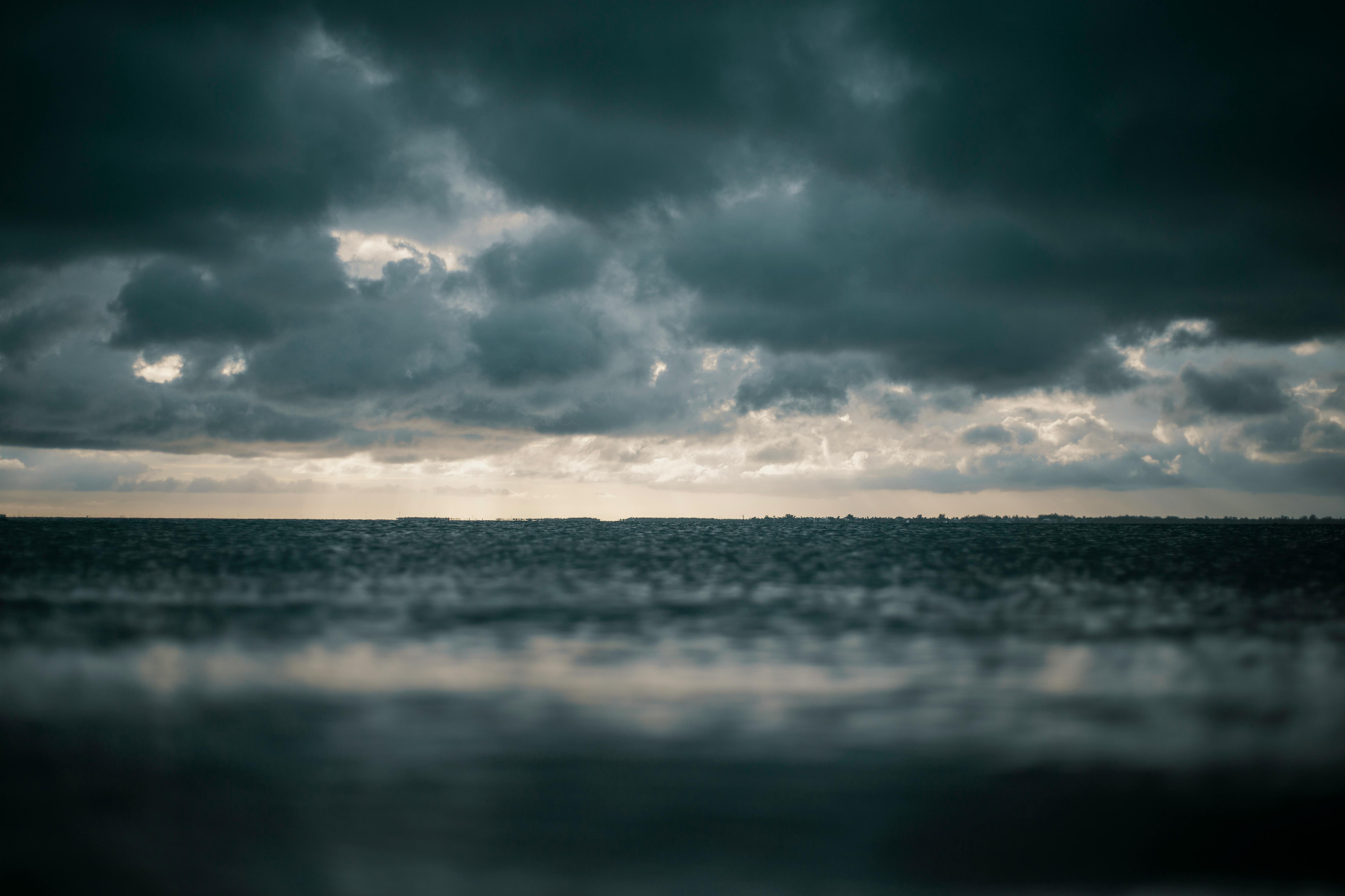 Dark storm clouds over dark ocean