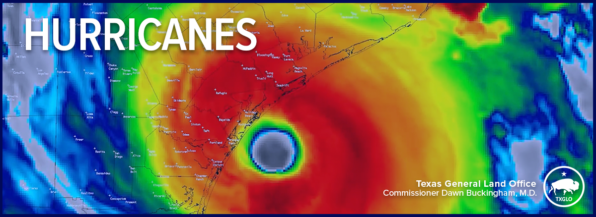 Radar image of a large, spiraling hurricane with a well-defined eye at the center, surrounded by dense clouds and intense rain bands depicted in varying colors, showing the storm's rotation and intensity.