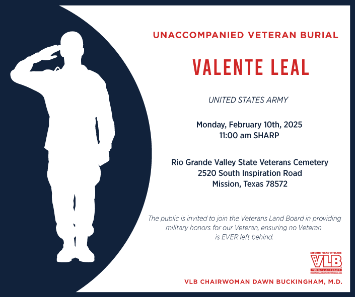 U.S. Army Veteran SP4 Valente Leal Unaccompanied Veteran Burial