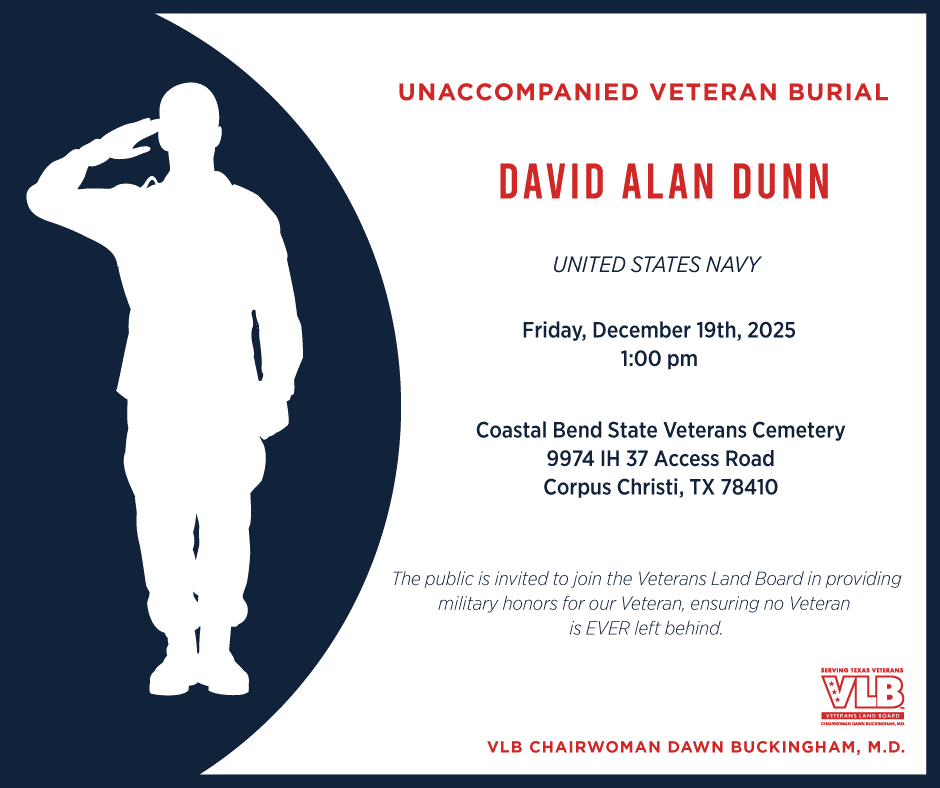Unaccompanied Veteran Burial for David Alan Dunn