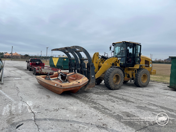 A vessel being properly disposed of during the Galveston County VTIP in January 2025