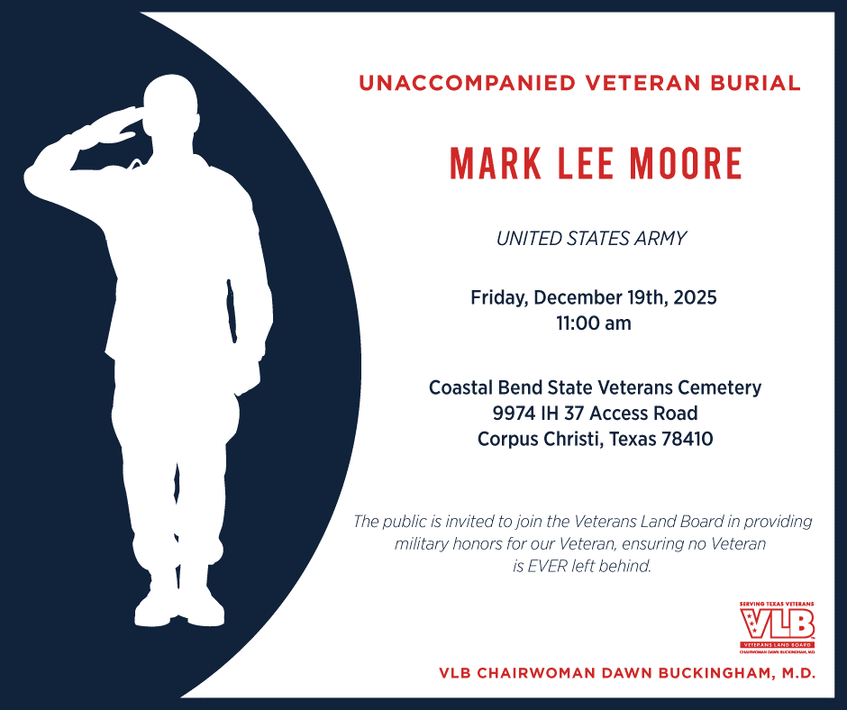 Unaccompanied Veteran Burial for Mark Lee Moore.
