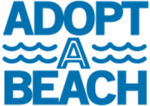 The text "Adopt a Beach" surrounded by little waves.