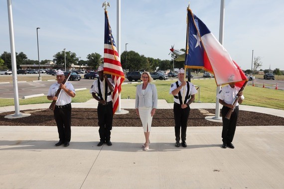 Commissioner Dawn Buckingham, M.D. with VFW Color Guard and P-51 C Mustang Replica Aircraft