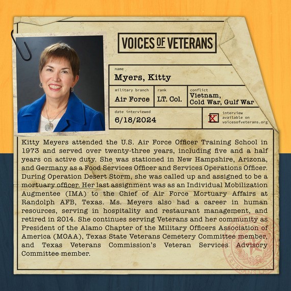 Voices for Veterans: Lt. Col. Kitty Meyers who served in the United States Air Force - Profile