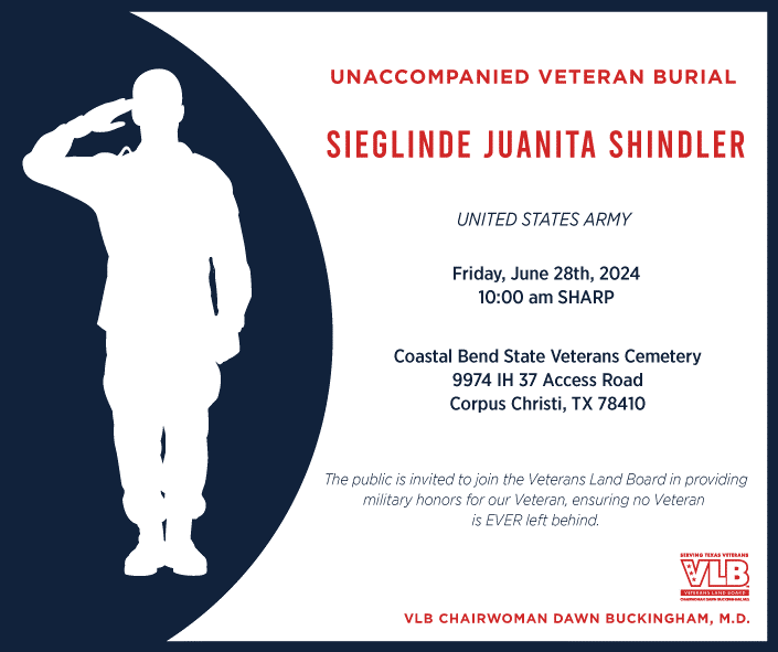 Unaccompanied Veteran Burial for Sieglinde Juanita Shindler